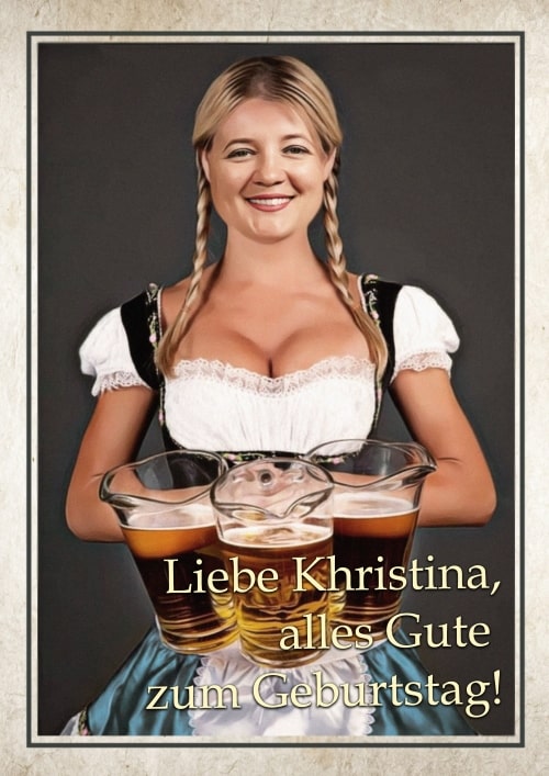 German girl holding beer