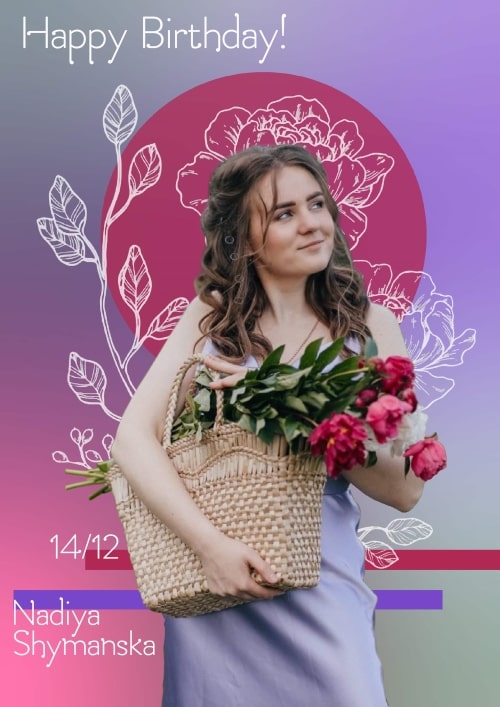 Girl on soft background with flowers
